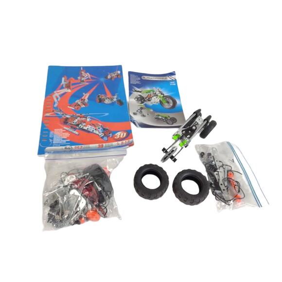 Lot of Meccano Parts and Instruction Booklets, Screws Tires Wheels Tools More - Picture 1 of 7